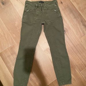 Olive green jeans w/ zippers